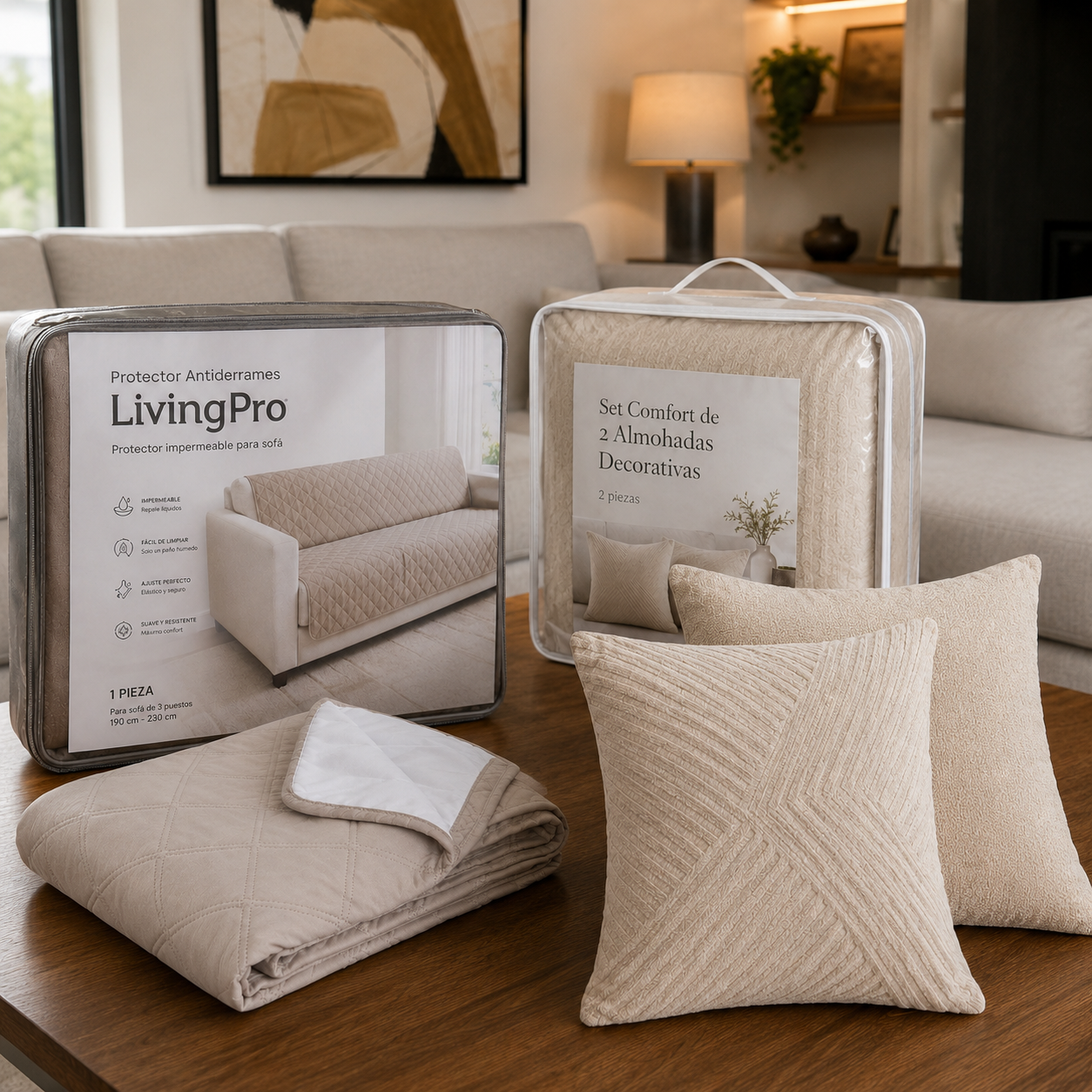 Combo RoomFlex: Protector Antiderrames + Pack 2 Almohadas