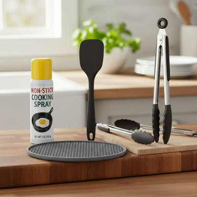 Combo DailyGrill: Set Gourmet DailyGrill™ + Set Aceite spray + Protector de encimera resistente al calor